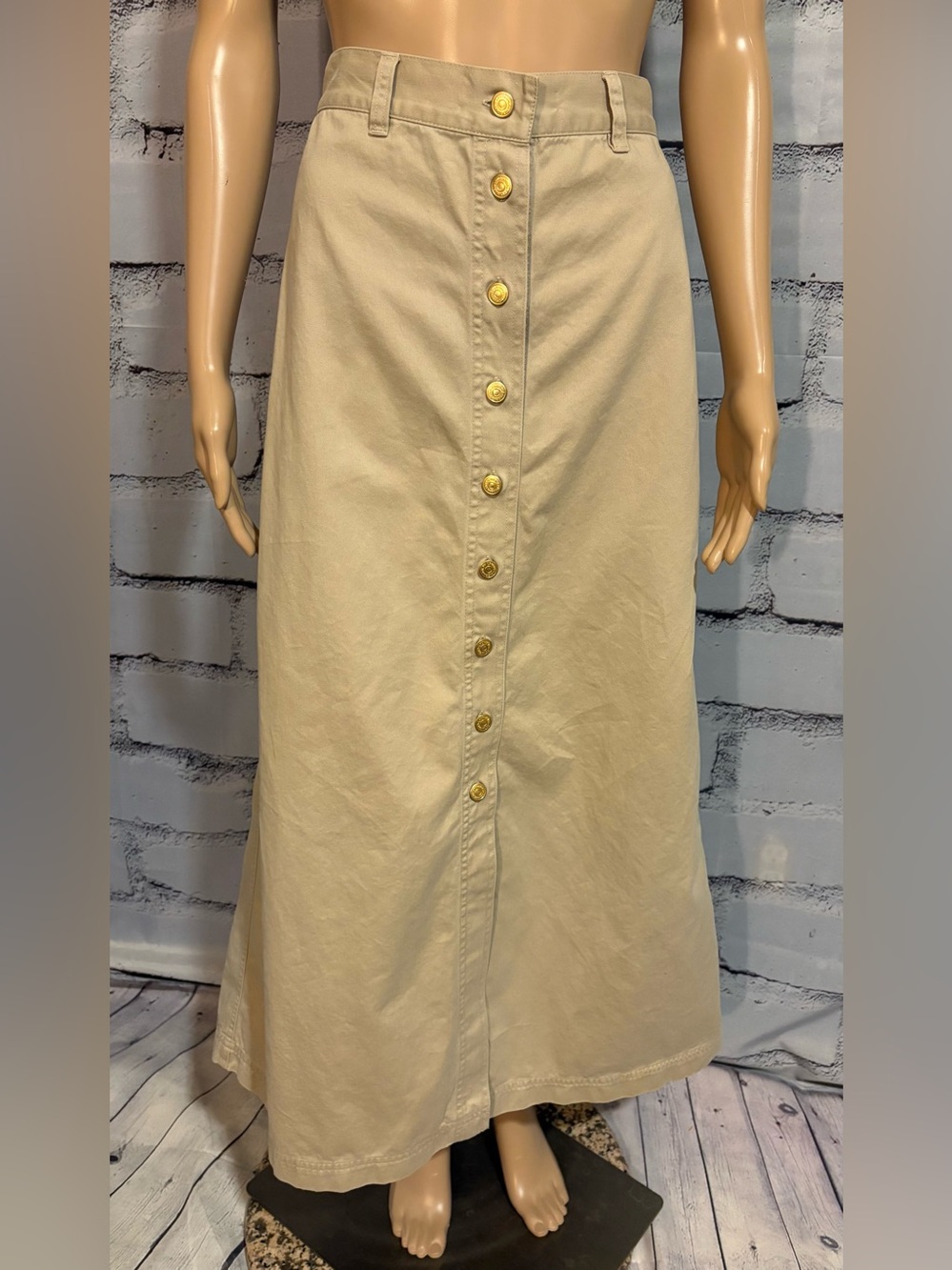 Vintage Ralph Lauren Khaki A-Line 100% Cotton Skirt  Size 6